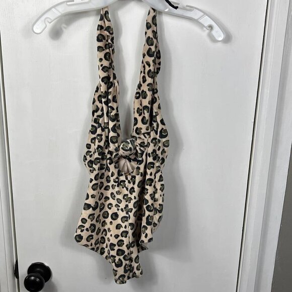 ALive! Cream black and green velvet halter bodysuit.  Size m - Picture 7 of 9